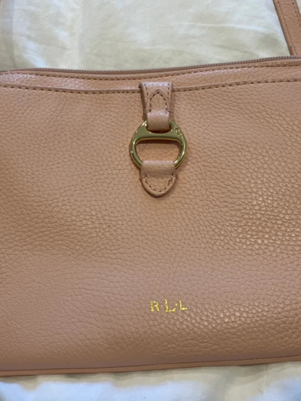 Ralph Lauren light pink (blush) Leather textured pebbled Grain Like New
